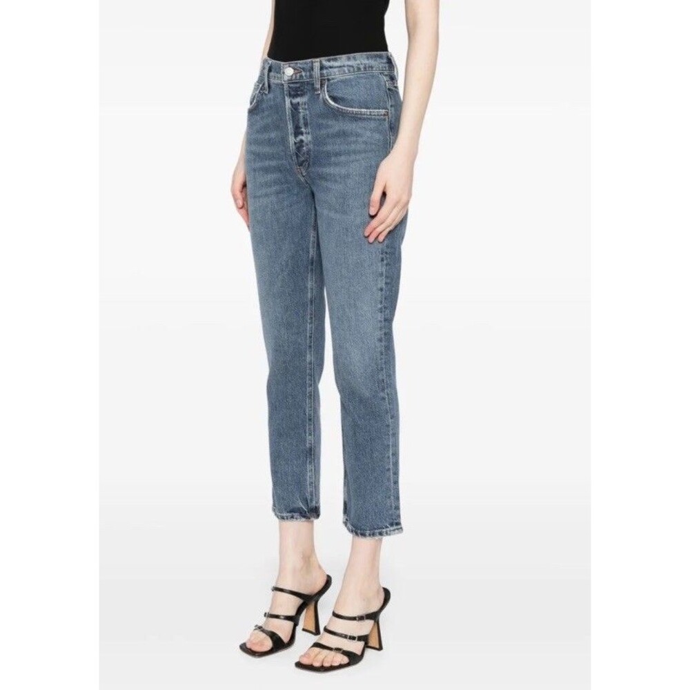AGOLDE Riley Cropped Jeans Womens 31 High Rise Straight Leg Organic Cotton Blue